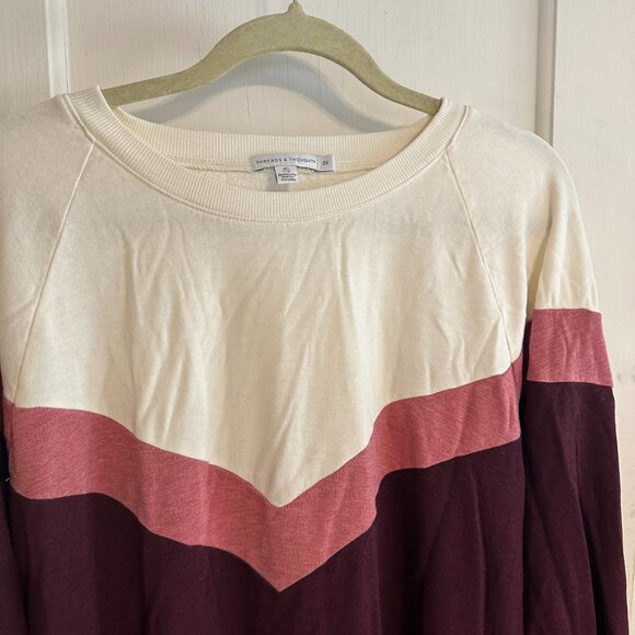 | Threads 4 Thought | Pink and Cream Chevron Sweatshirt - Picture 3 of 5